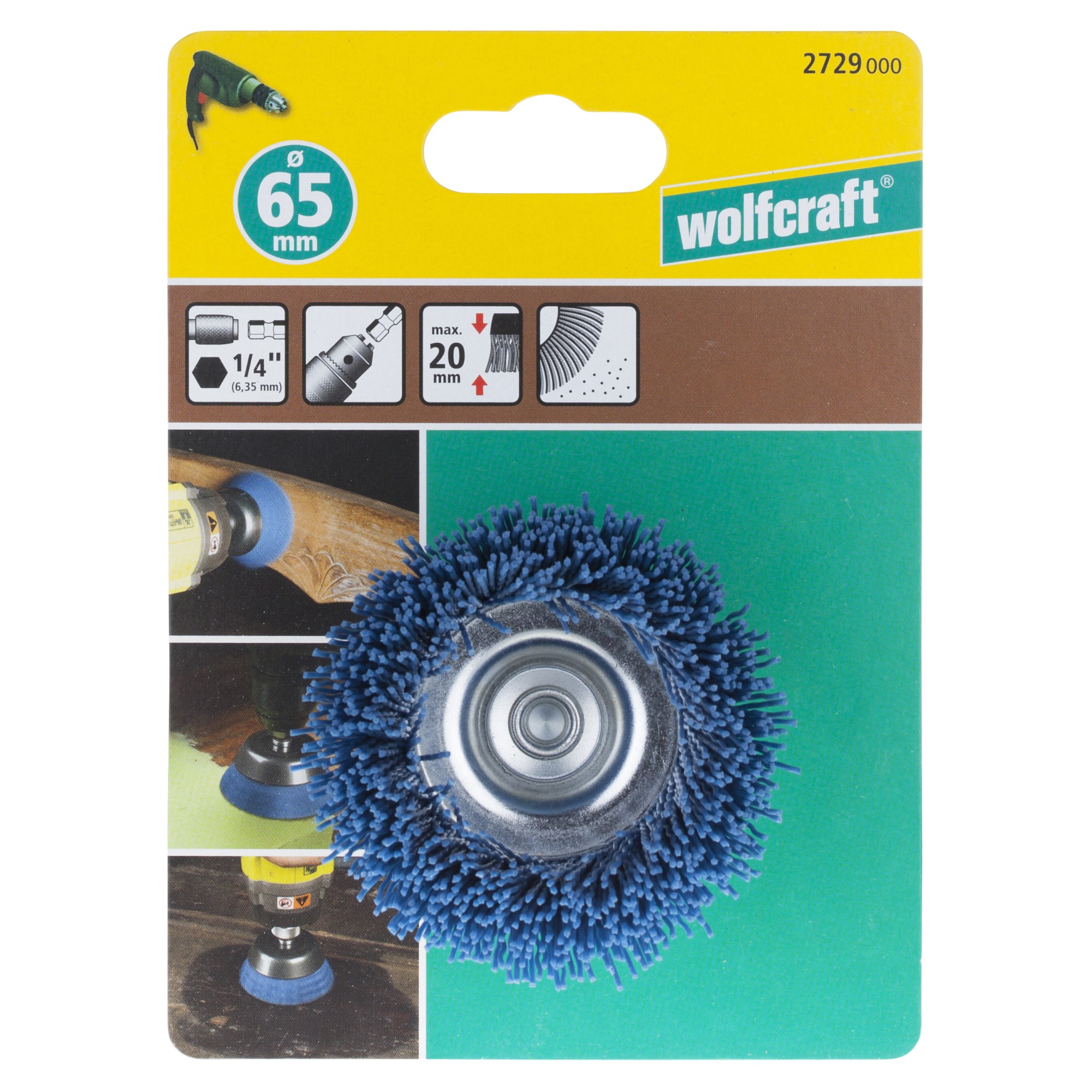 1 cepillo de copa de alambre de nylon, suave Ø 65mm