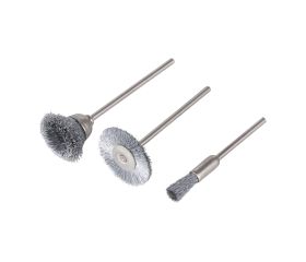 Juego de minicepillos metálicos de alambre de acero inoxidable, 3 piezas