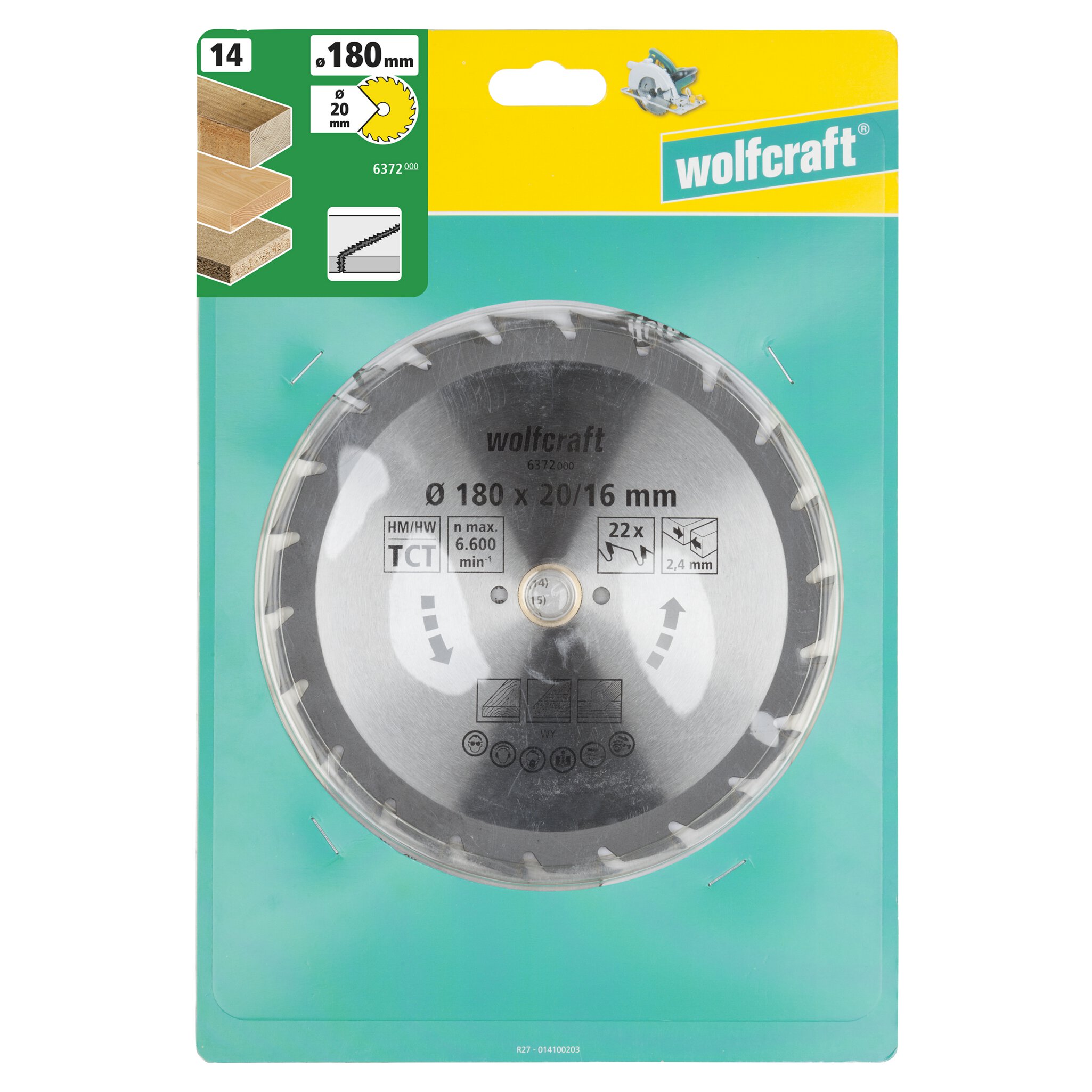 1 disco de sierra circular CT, 22 dientes ø180 mm