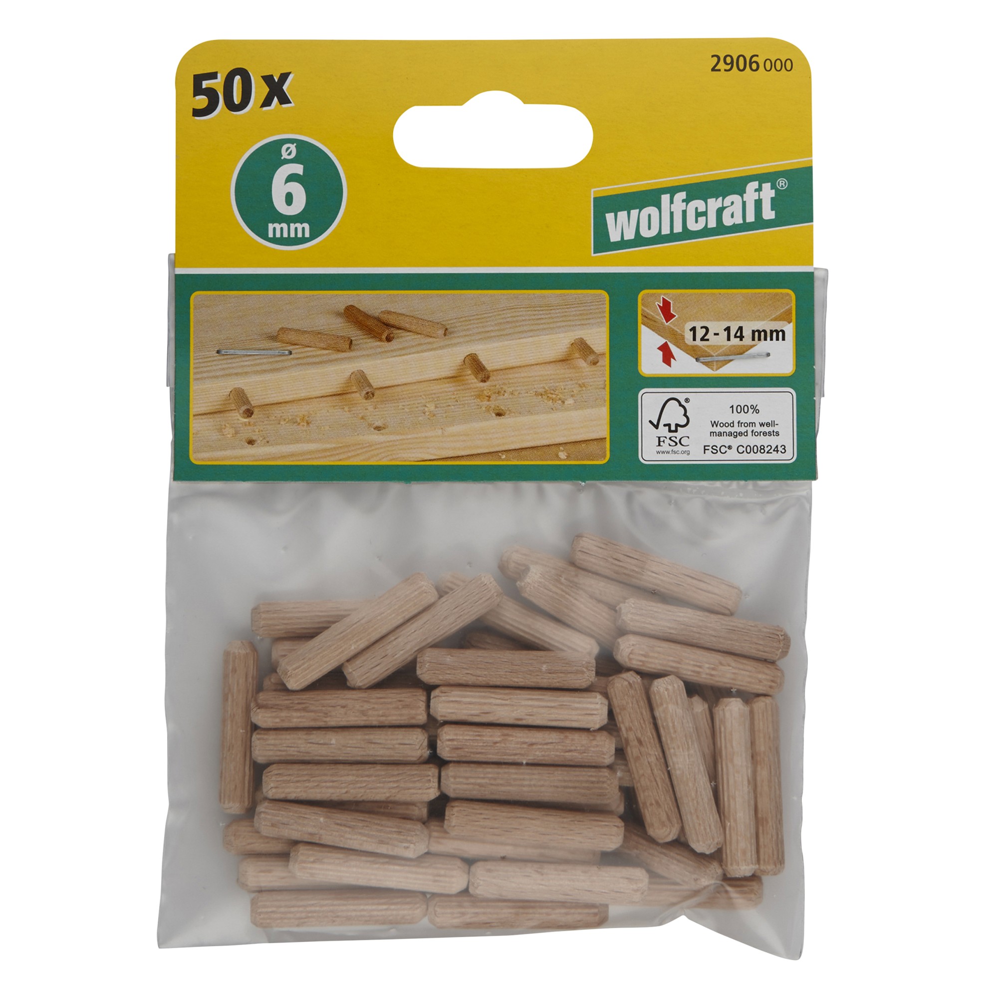 50 espigas corrugadas de haya de ø6x30 mm