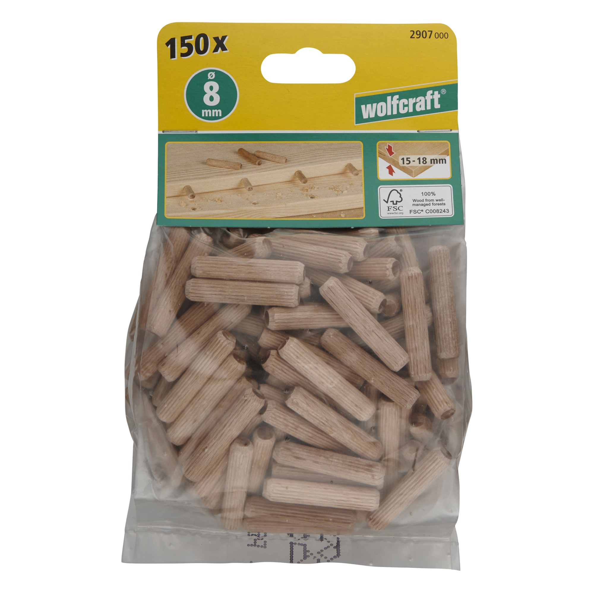 150 espigas corrugadas de haya de ø8x40mm
