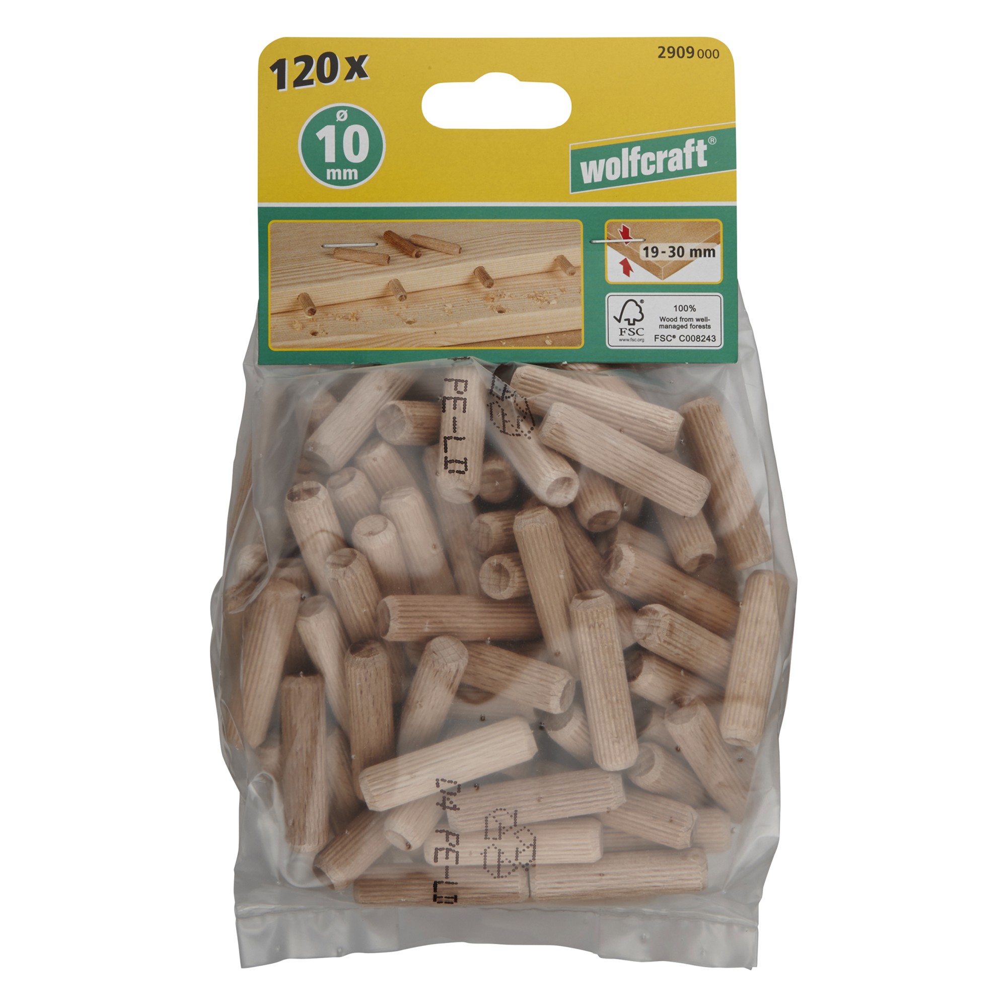 120 espigas corrugadas de haya de ø10x40mm