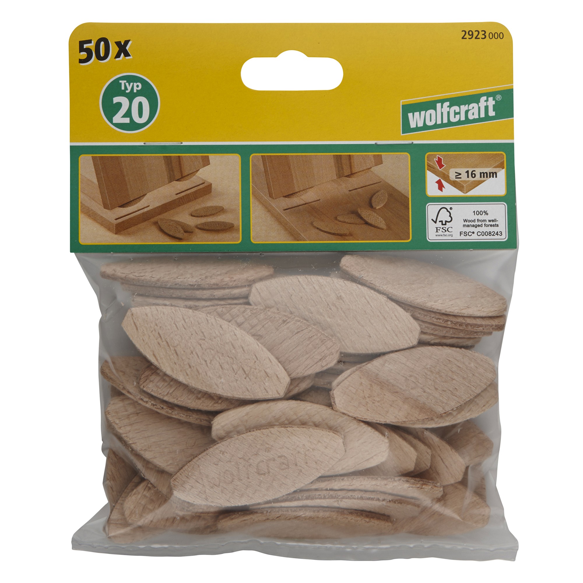 50 galletas de unión de tamaño 20