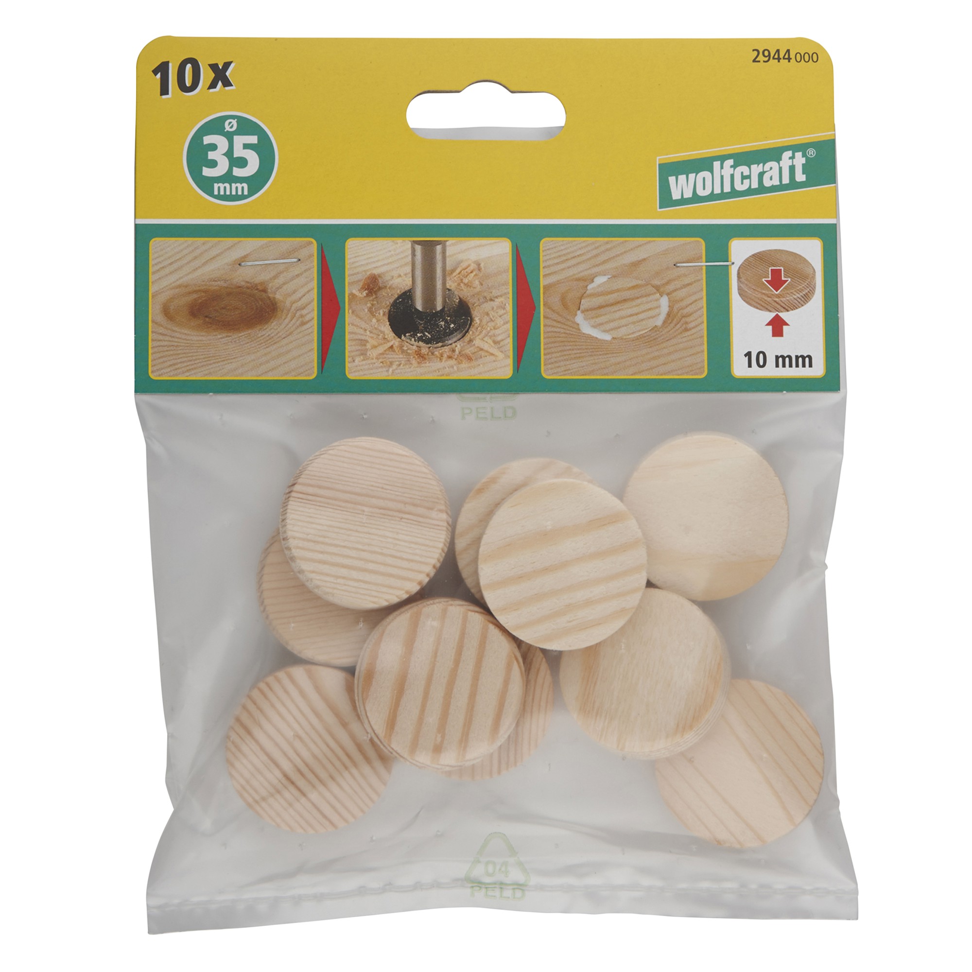 10 plaquitas cónicas de 35 mm de diámetro