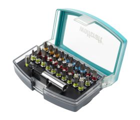 Caja de puntas, ranura / estrella (PH/PZ) / TORX® (T) / hexágono interior, 32 piezas