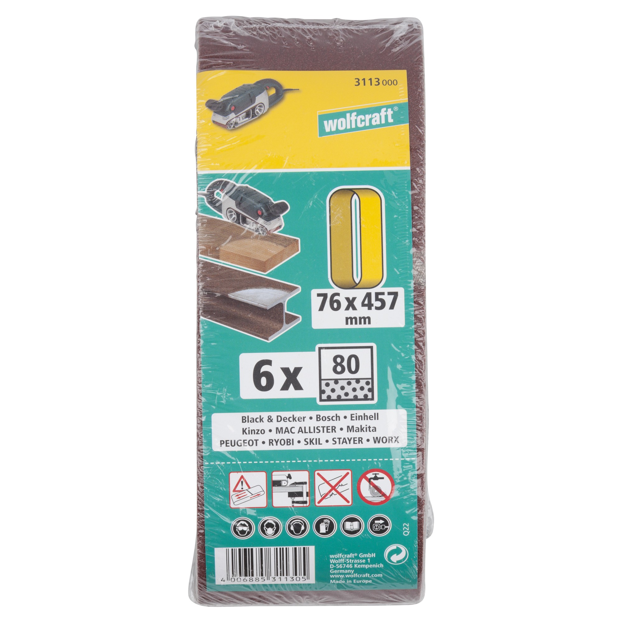 6 lijas de banda de corindón,    grano 80,  76 x 457