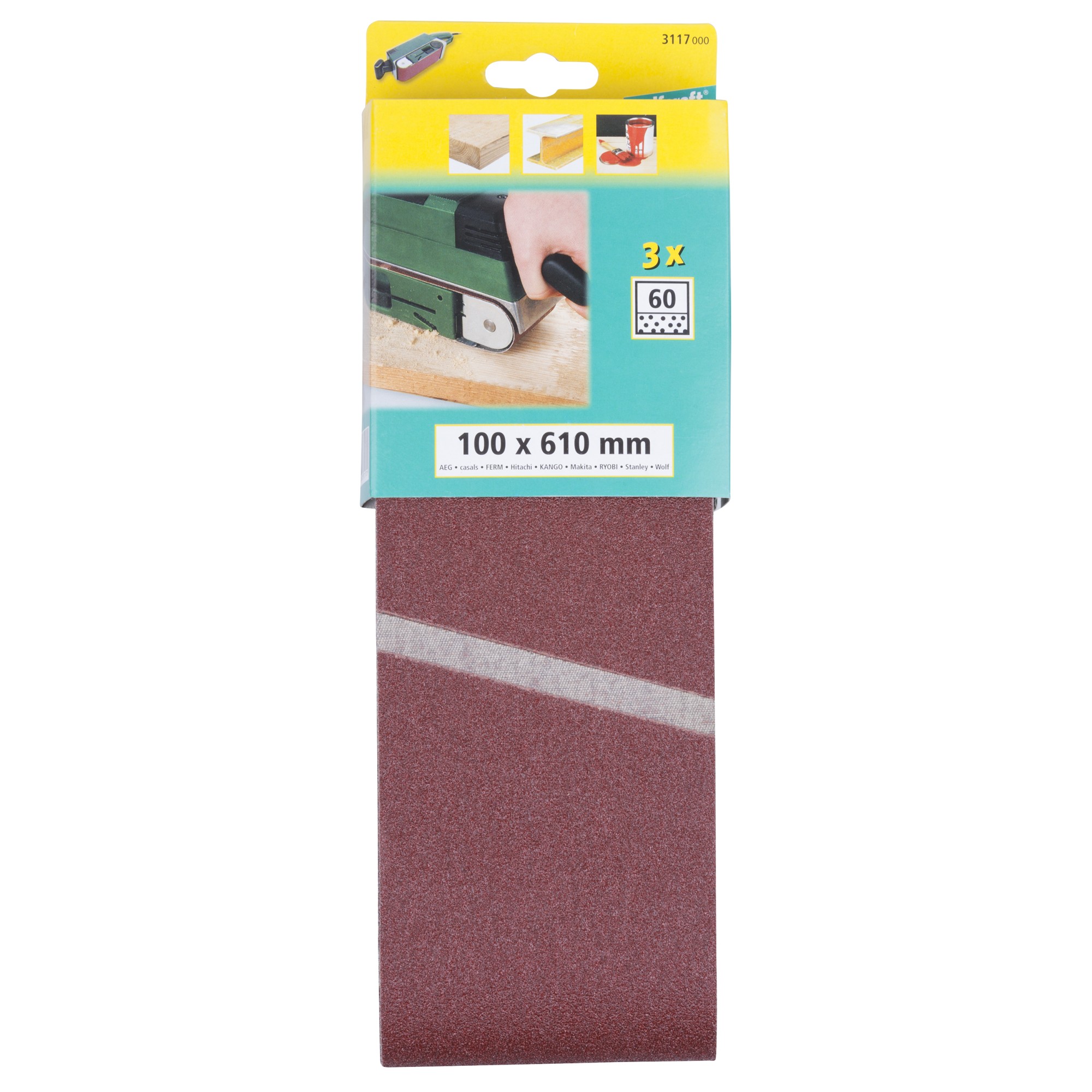 3 lijas de banda de corindón,    grano 60,  100 x 610