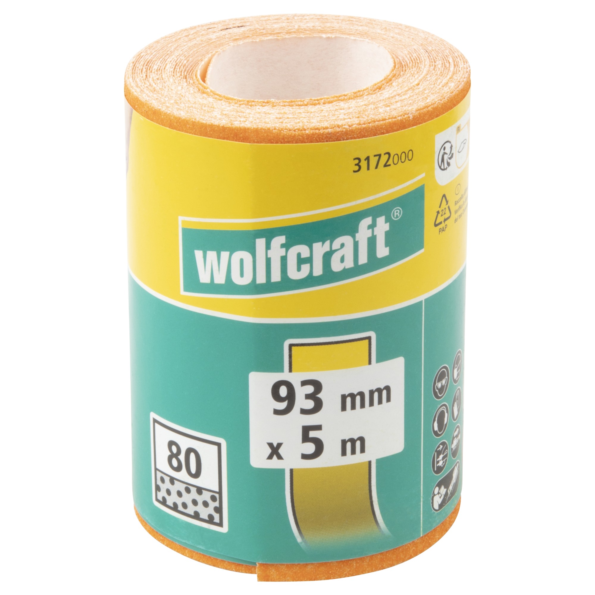 1 rollo de papel abrasivo de grano Grano 80, 5 m x 93 mm