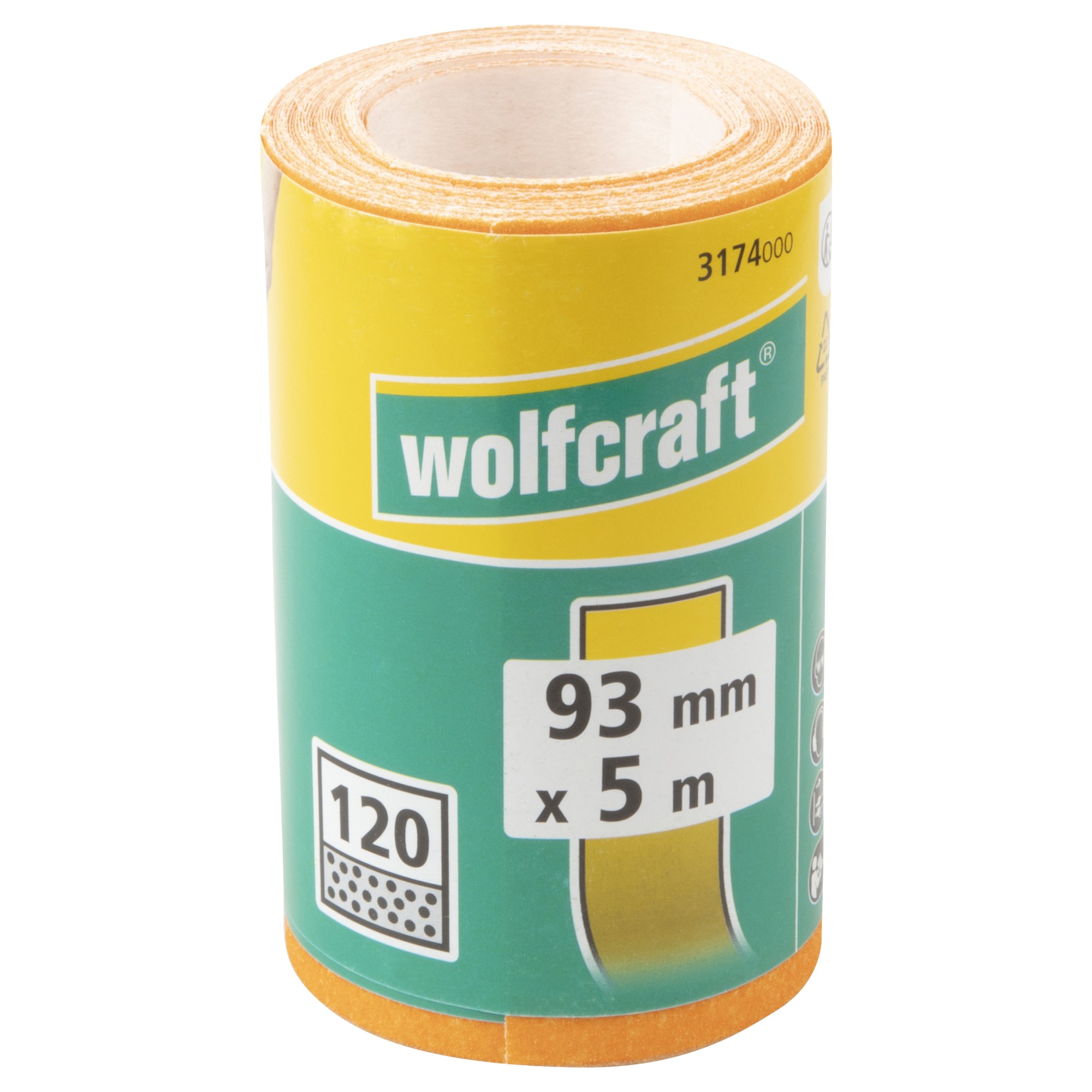 1 rollo de papel abrasivo de grano K120, 5 m x 93 mm