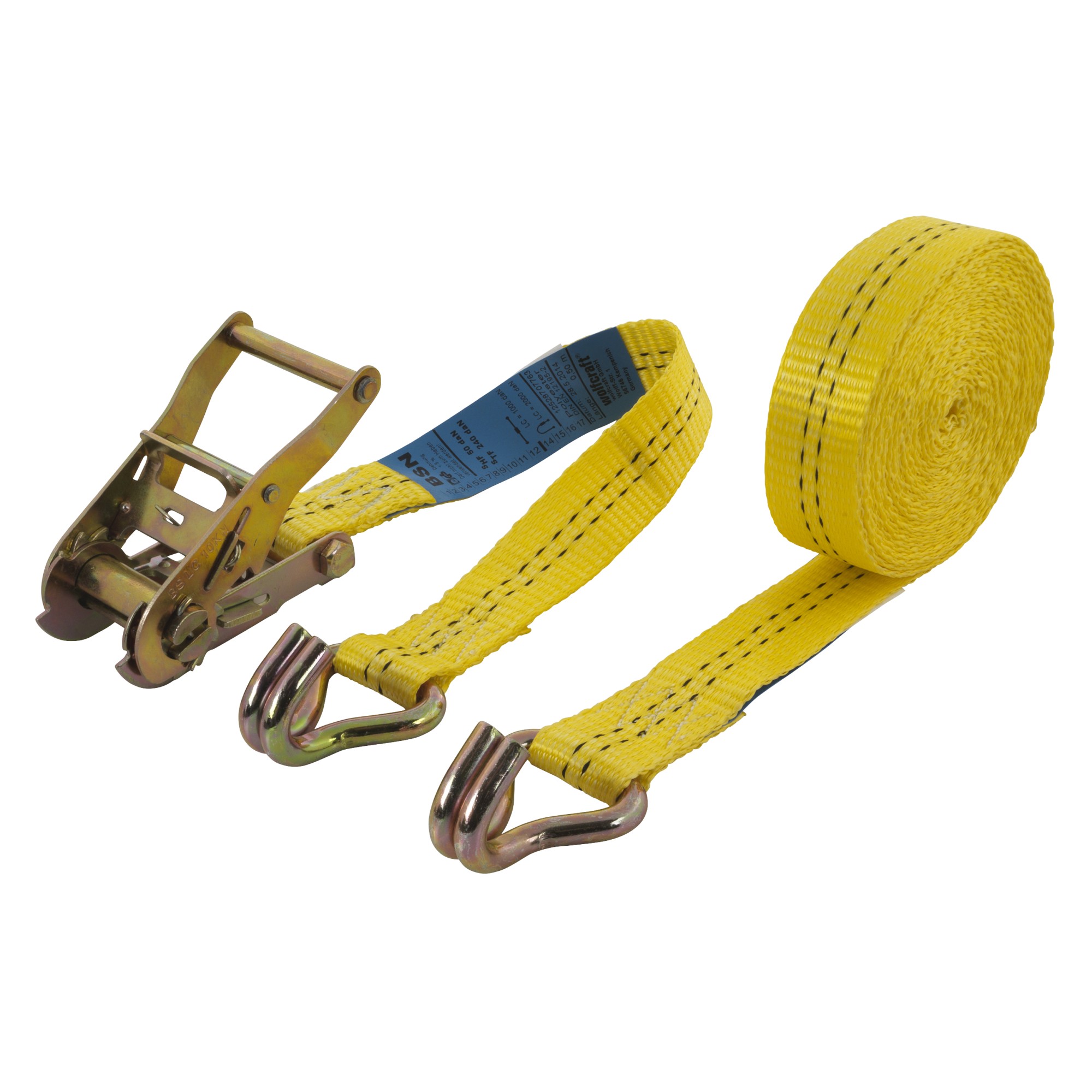 1 cincha con carraca y gancho de 2000 kg/6 m