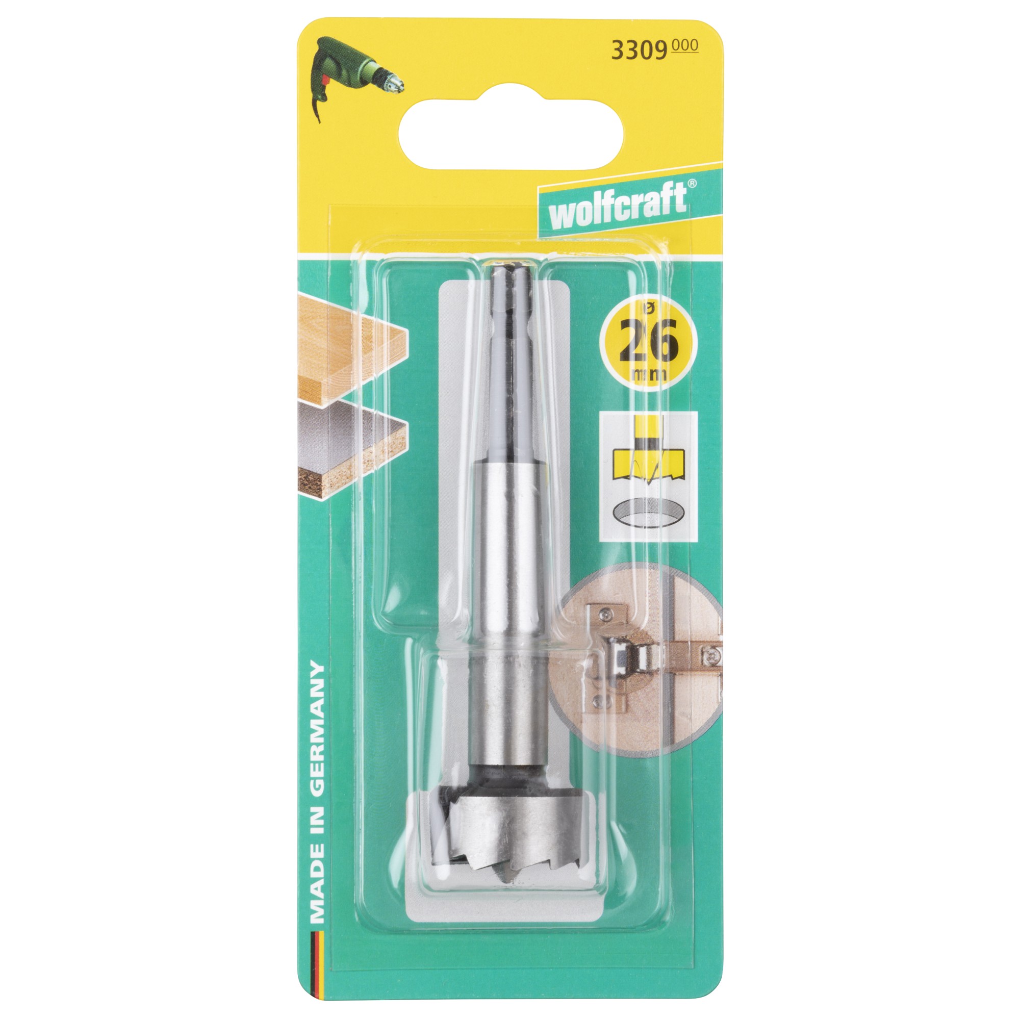 Broca Forstner, vástago hexagonal