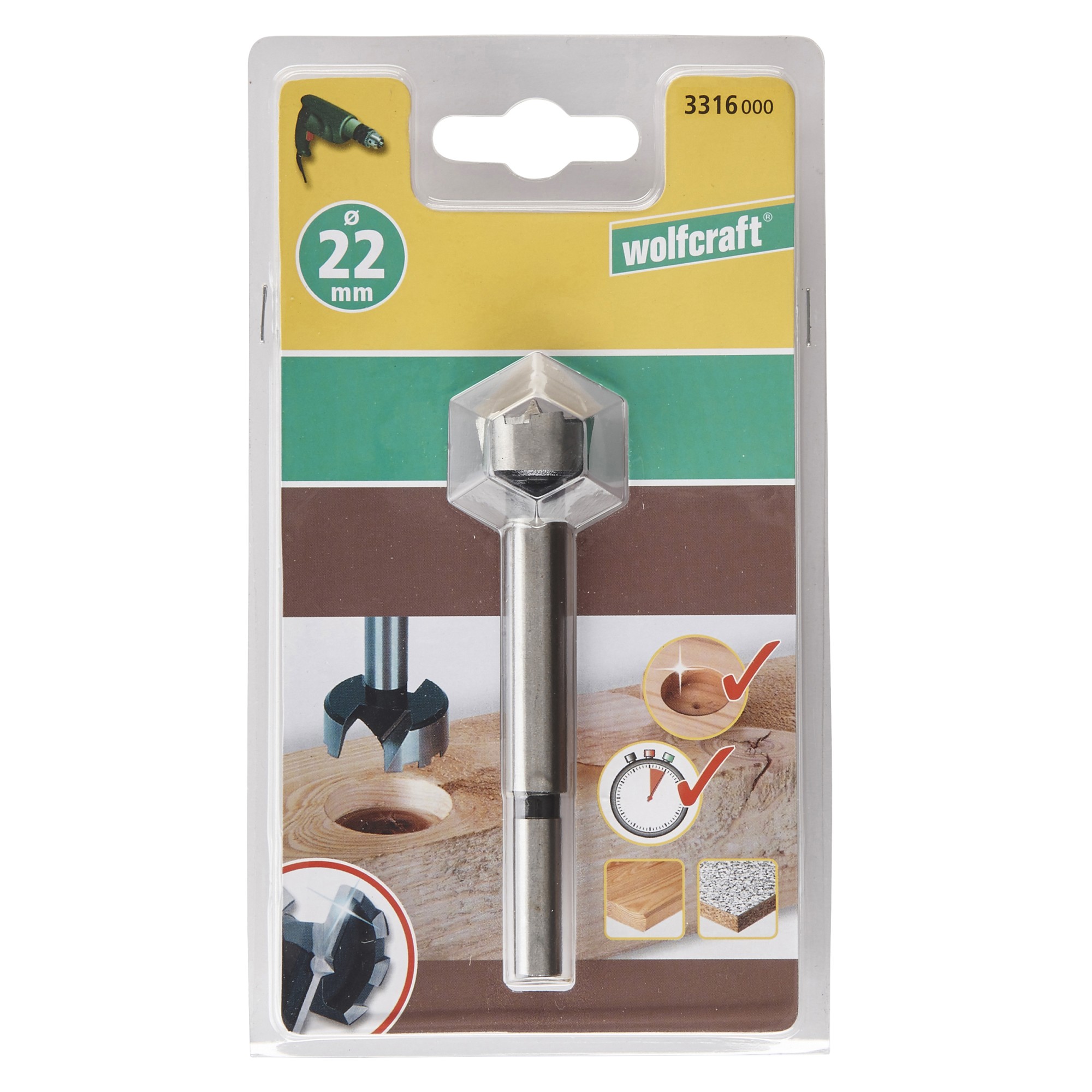 1 broca Forstner Ø 22 x 90 mm