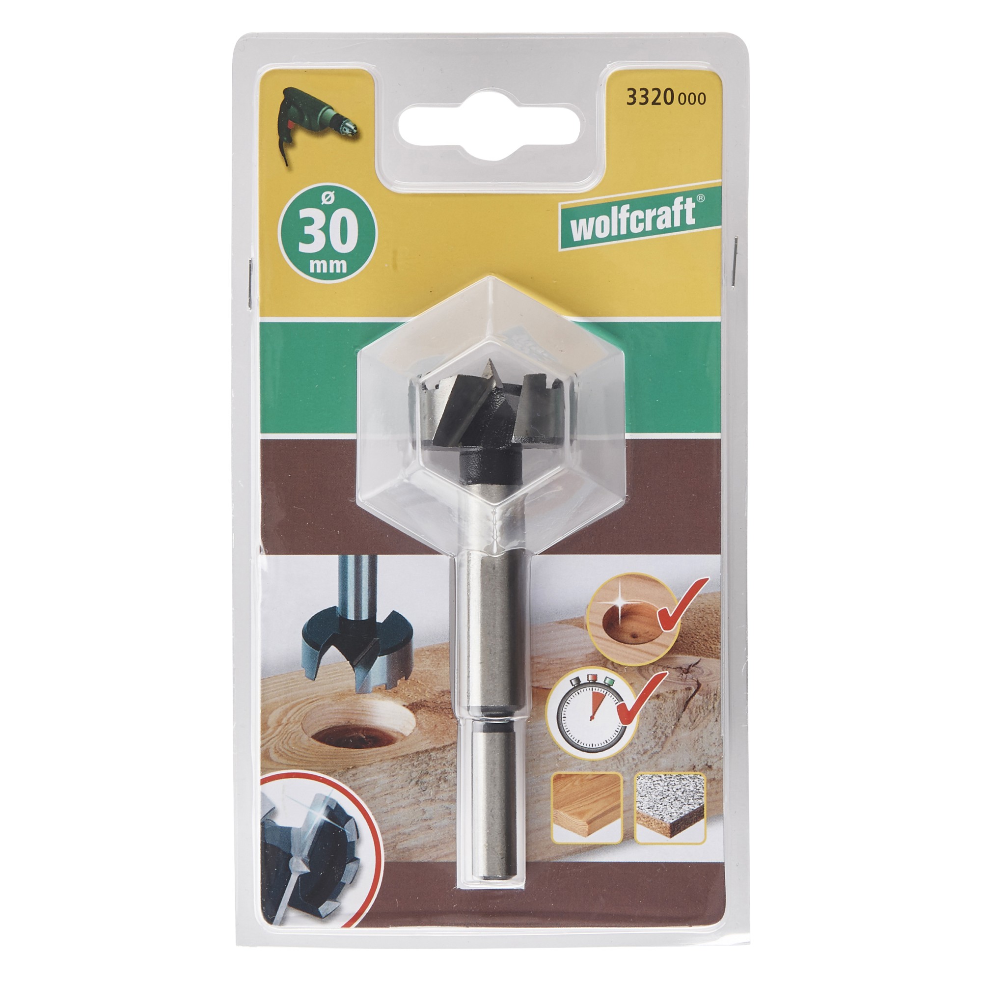 1 broca Forstner Ø 30 x 90 mm