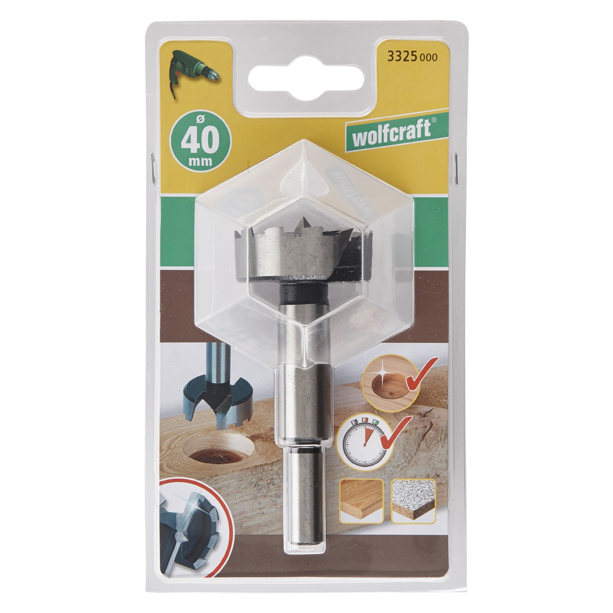 1 broca Forstner Ø 40 x 90 mm