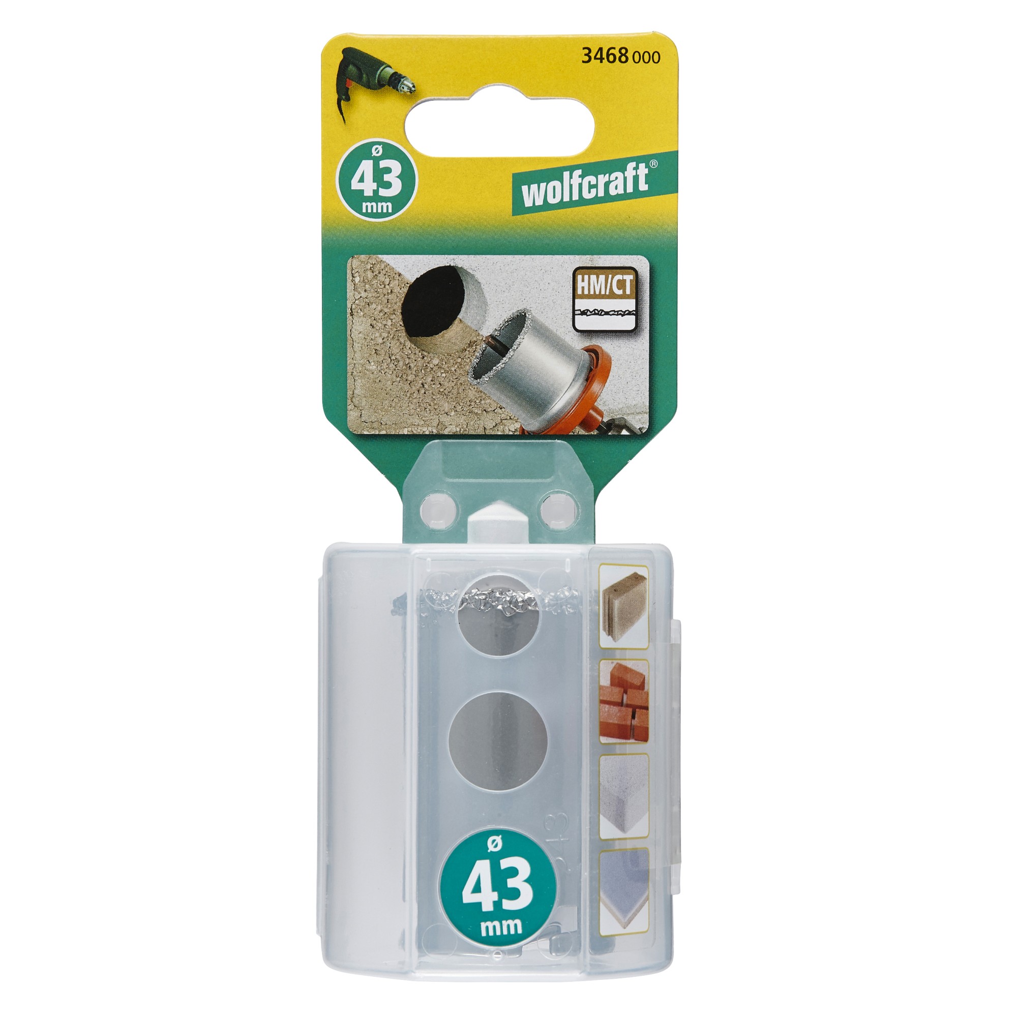 1 corona de perforación recubierta de carburo de tungsteno Ø 43 mm