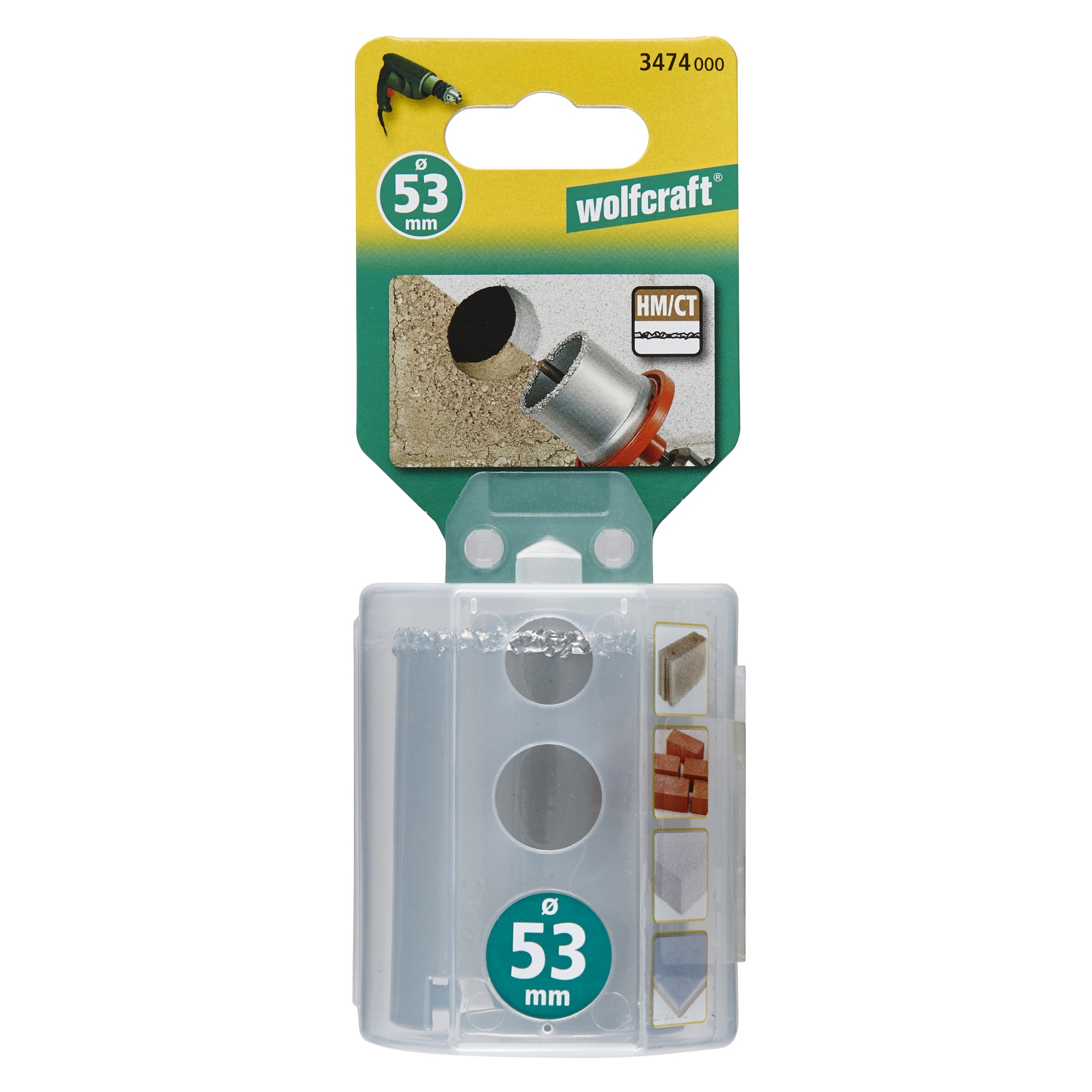 1 corona de perforación recubierta de carburo de tungsteno Ø 53 mm