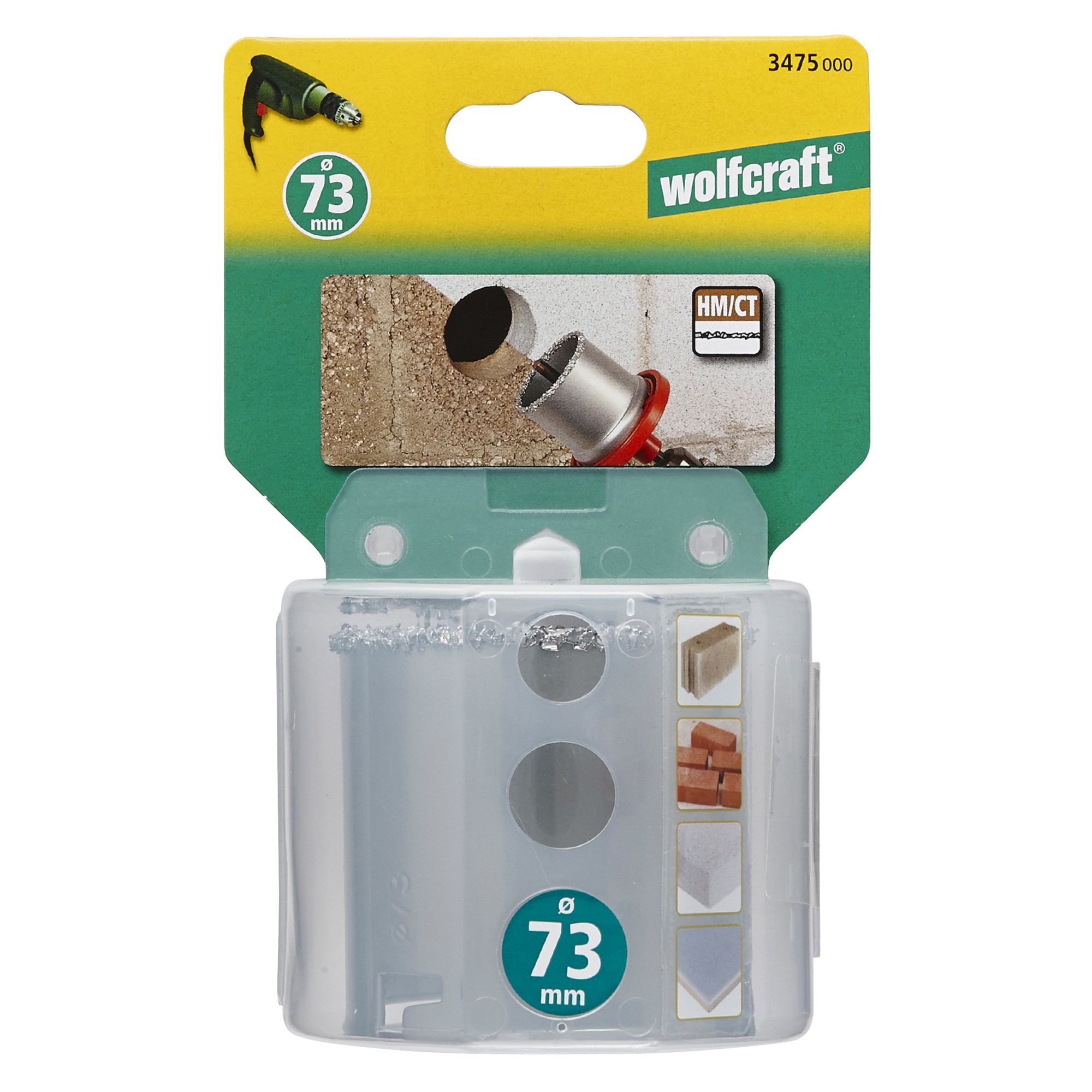 1 corona de perforación recubierta de carburo de tungsteno Ø 73 mm