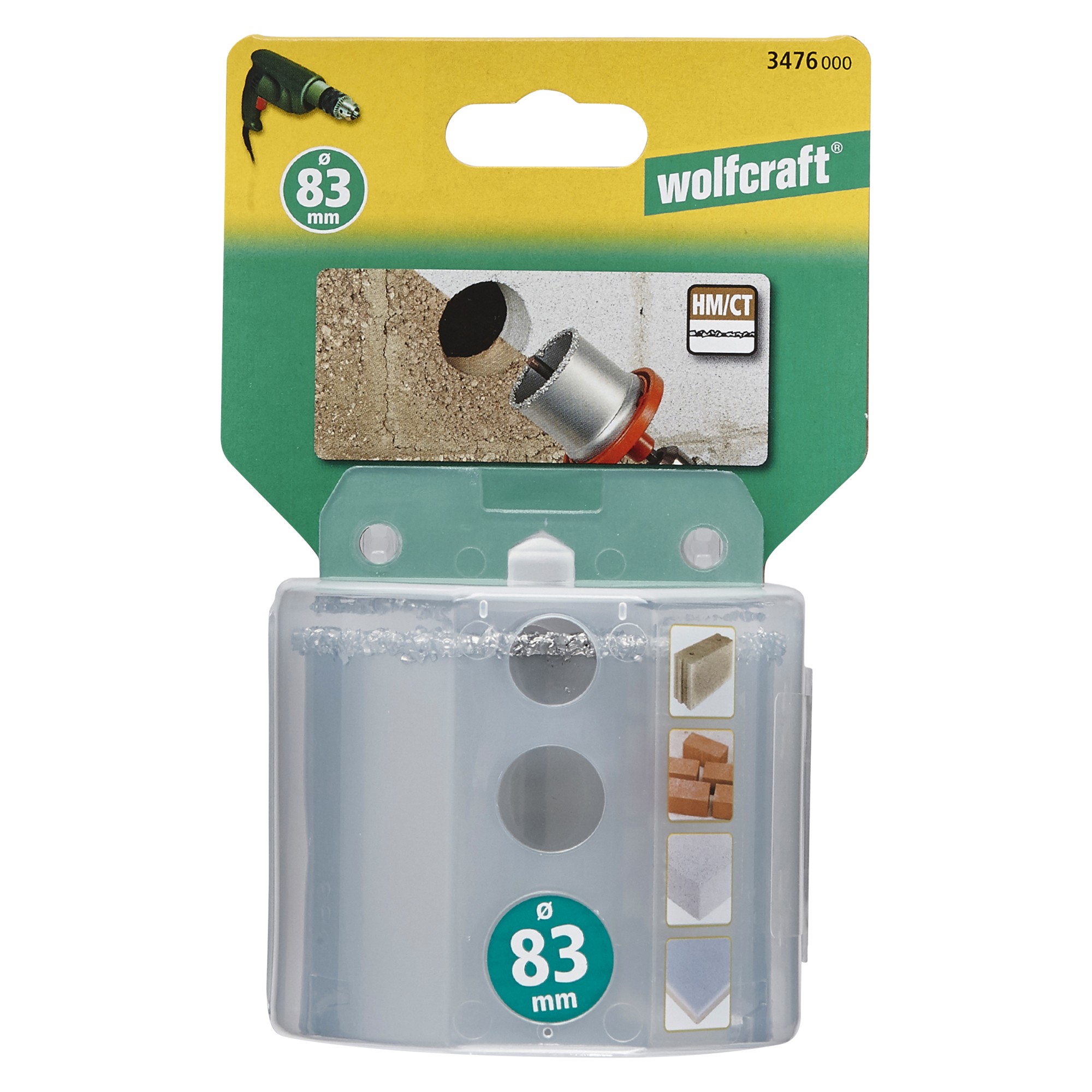 1 corona de perforación recubierta de carburo de tungsteno Ø 83 mm