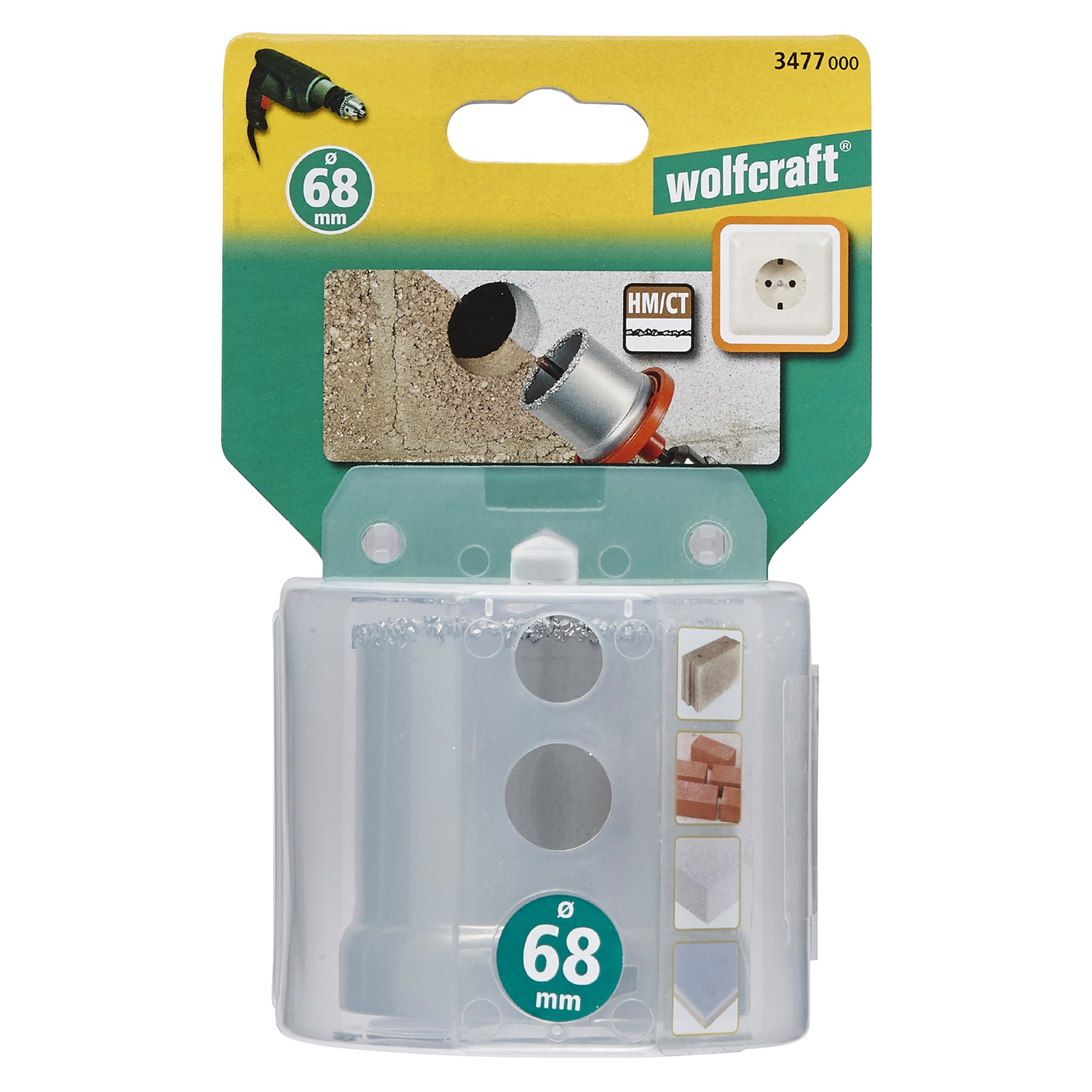 1 corona de perforación recubierta de carburo de tungsteno Ø 68 mm