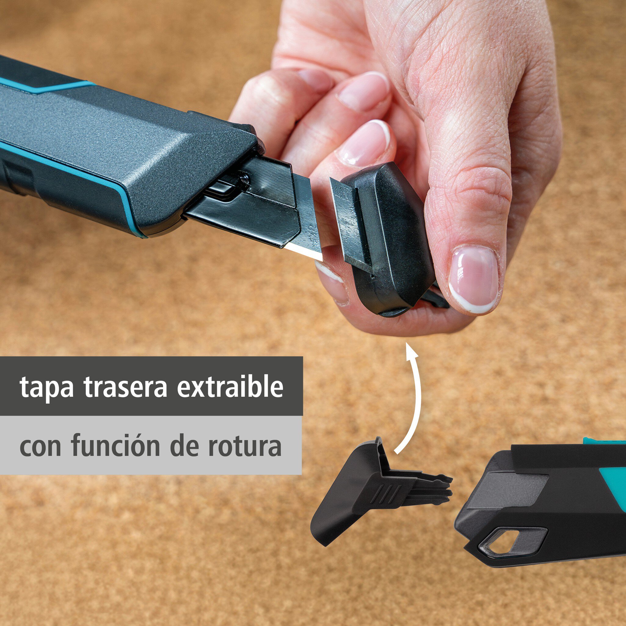 Cúter de cuchillas separables PRO SAFETY, 18 mm