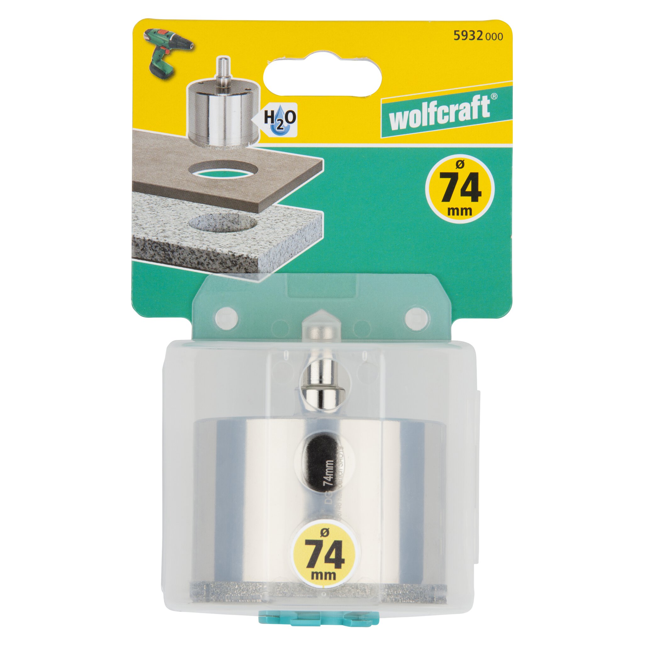 1 corona de perforación de diamante con vástago ø 74 mm