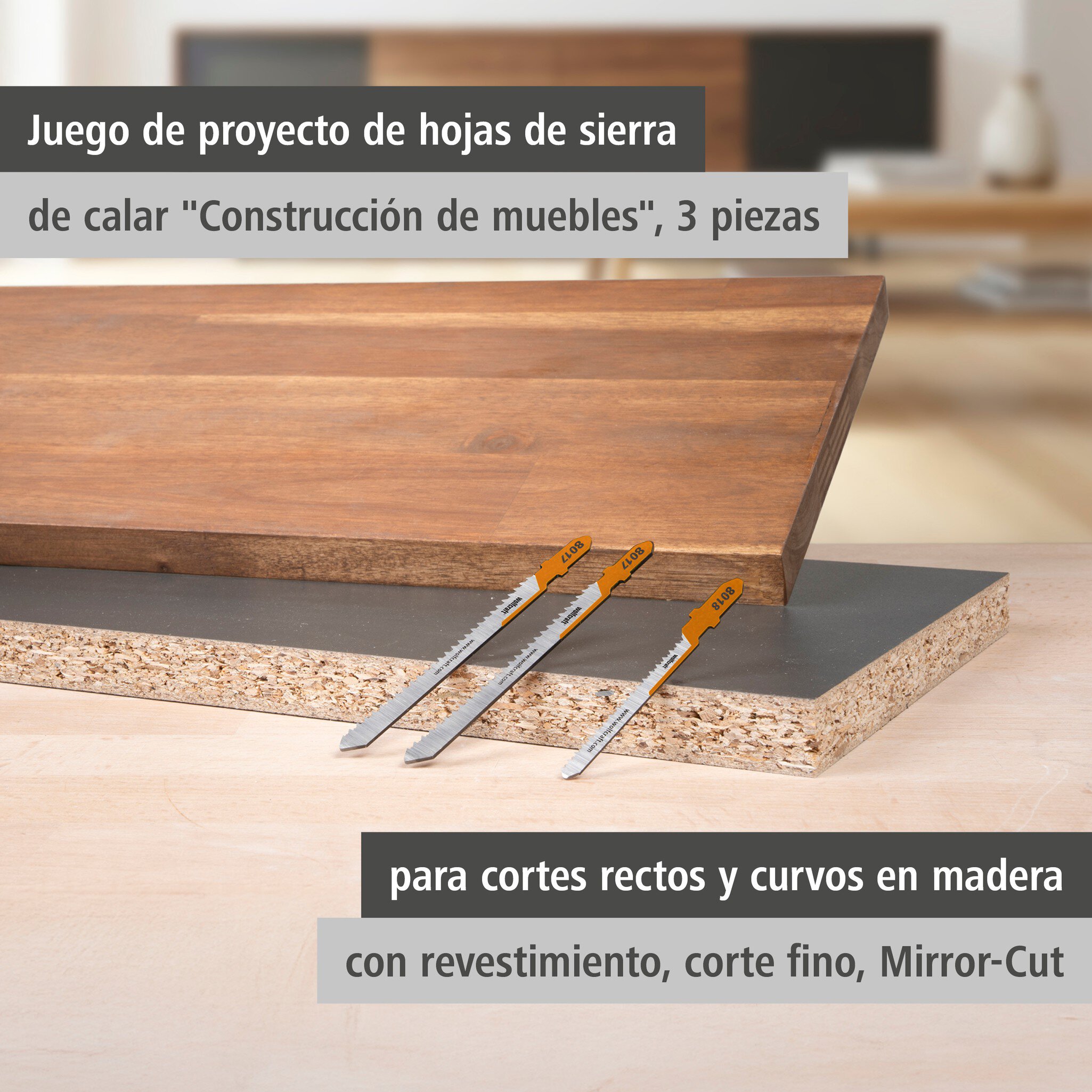 Juego de proyecto de hojas de sierra de calar "Construcción de muebles", 3 piezas