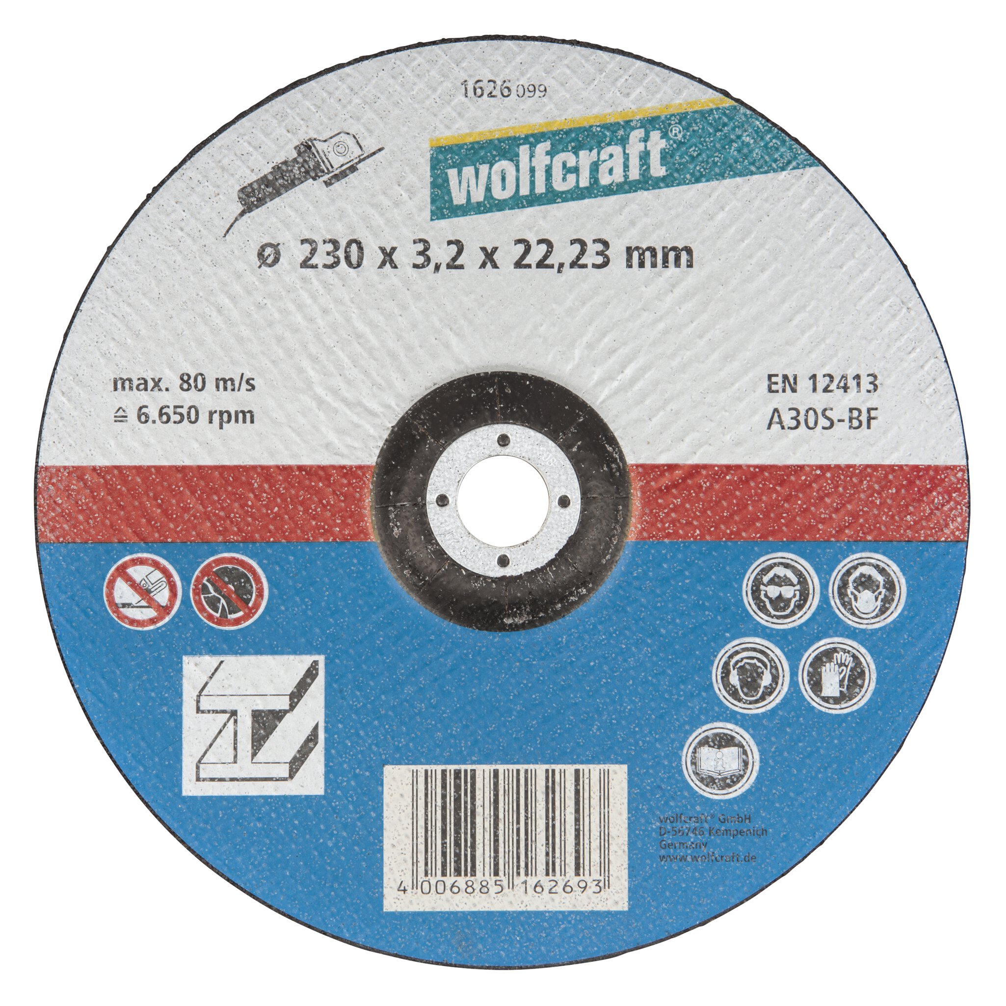 1 disco para cortar metales con el centro rebajado ø 230x3,2x22,2 mm