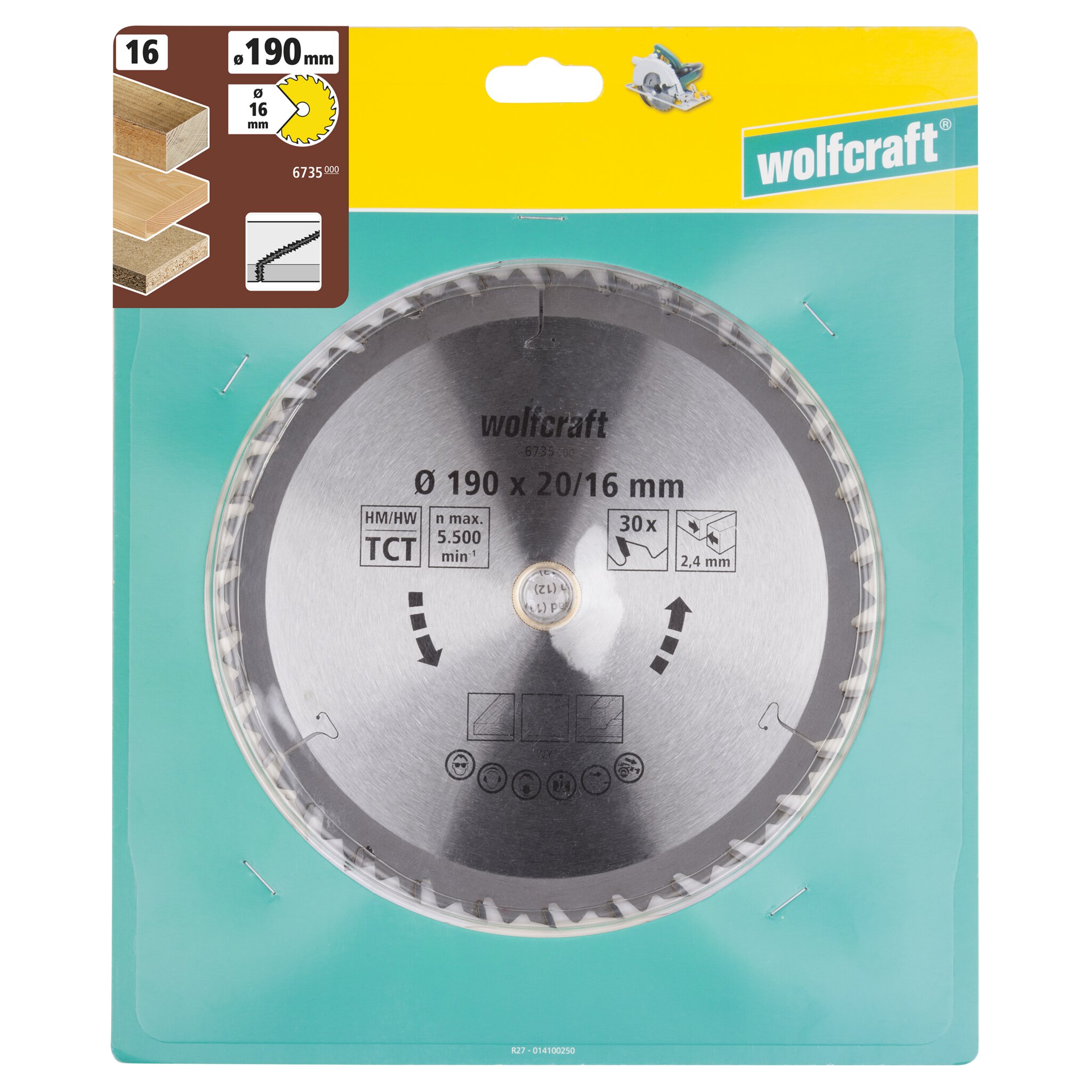 1 disco de sierra circular CT, 30 dientes ø190 mm
