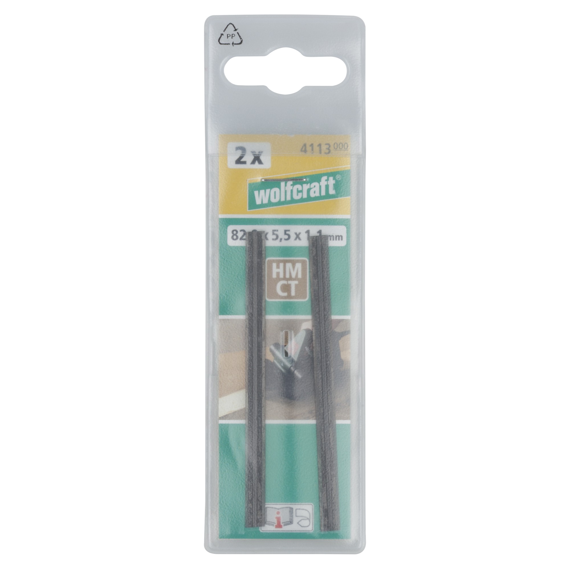 2 cuchillas reversibles de cepillo 82,0 x 5,5 x 1,1 mm