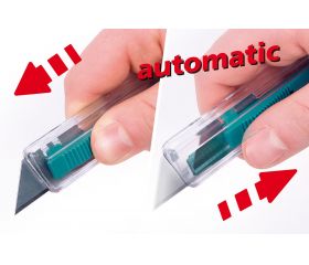 Cúter de seguridad de plástico con cuchilla trapezoidal