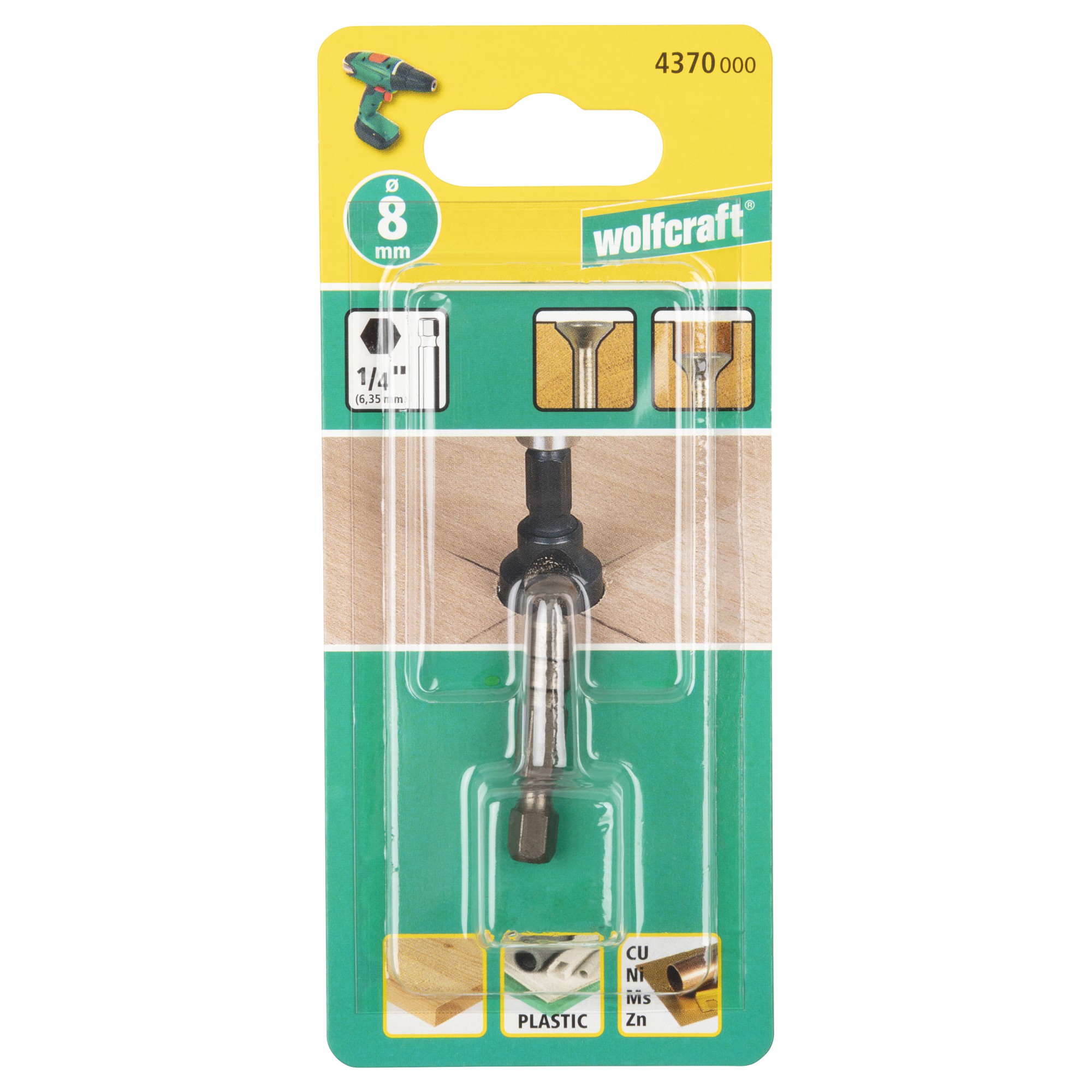 1 avellanador WS, vástago hexagonal, Ø 8 mm