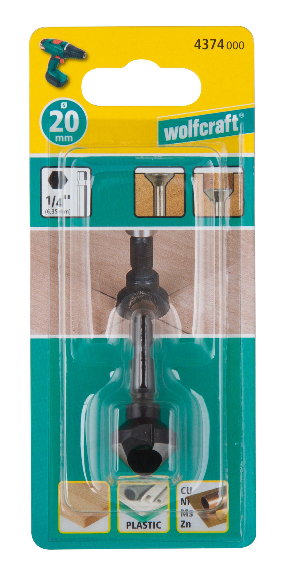 1 avellanador WS, vástago hexagonal, Ø 20 mm