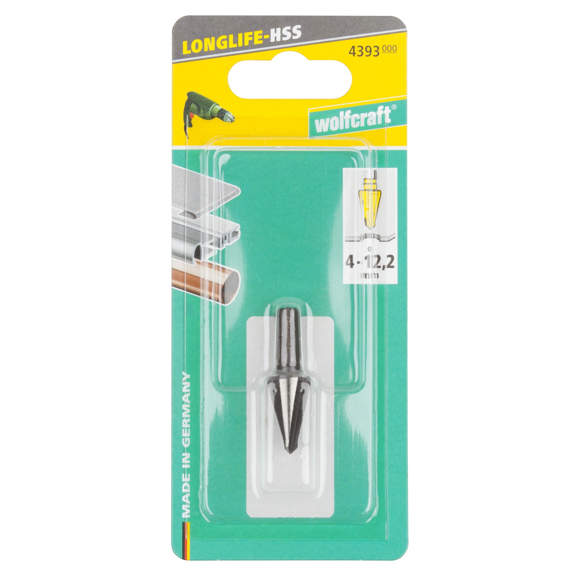 1 fresa de escariar HSS Ø 4-12,2 mm, hexagonal