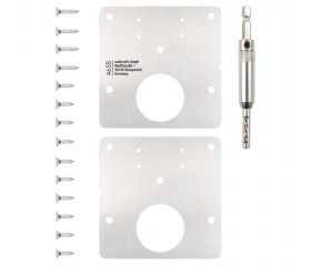 Juego de reparación para bisagras de cazoleta – Lado de la puerta, 17 piezas