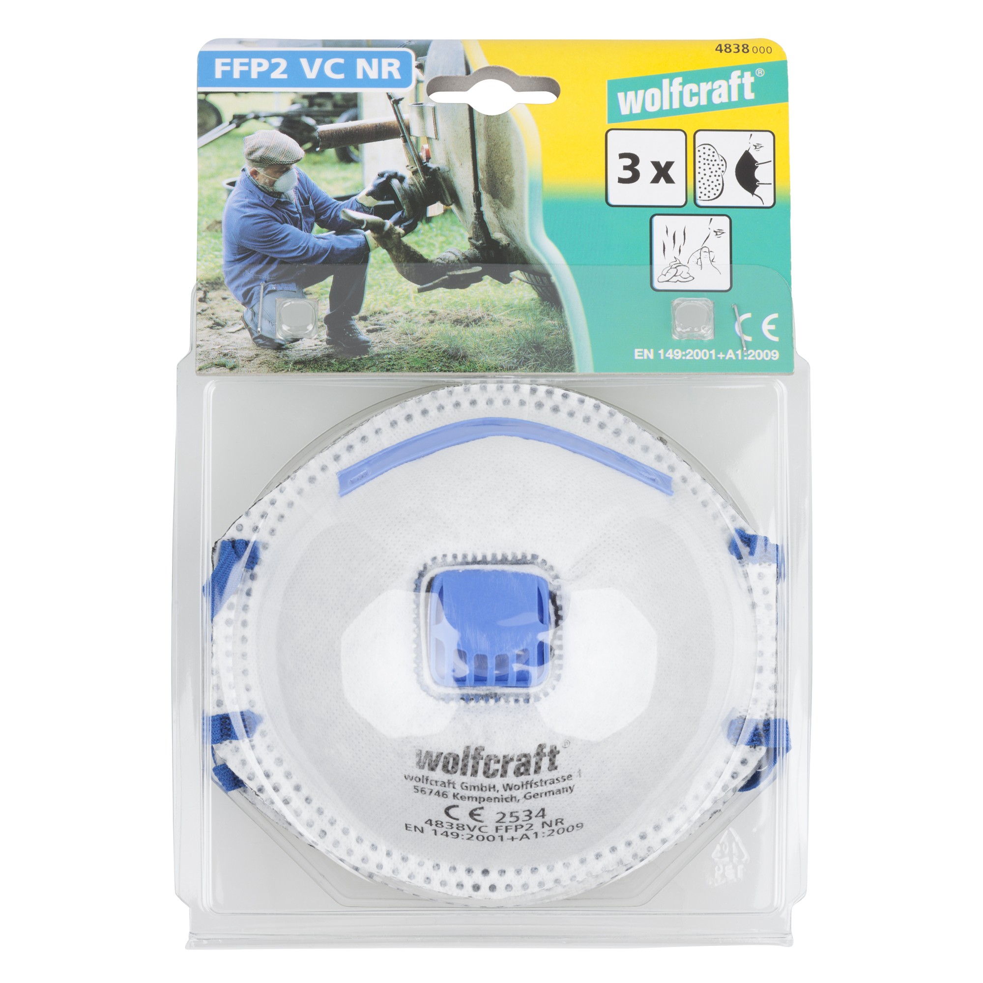 3 máscaras antipolvo FFP2 VC (CE)