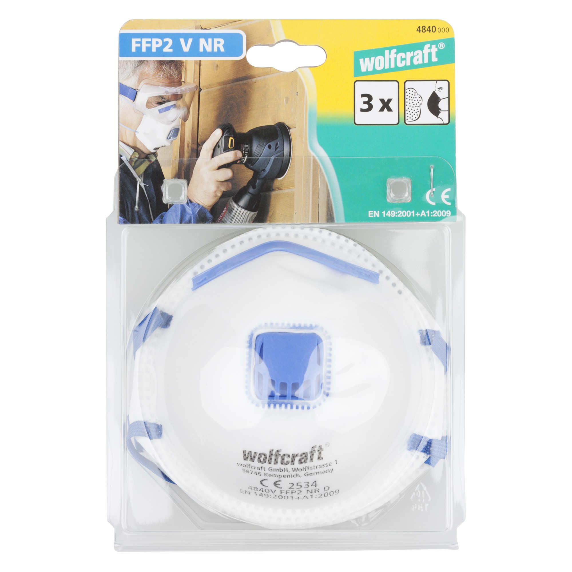 3 máscaras antipolvo FFP2 V (CE)