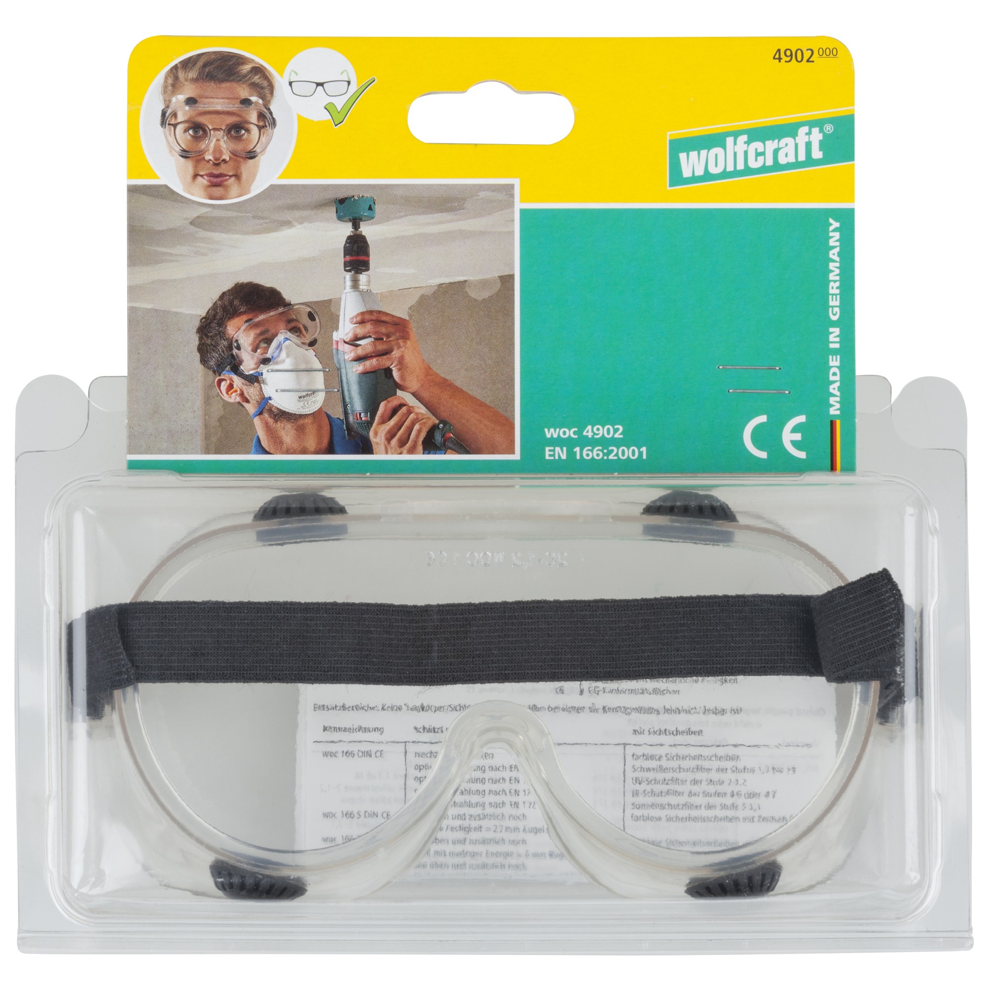 1 par de gafas de seguridad de visión total, con válvula (CE)