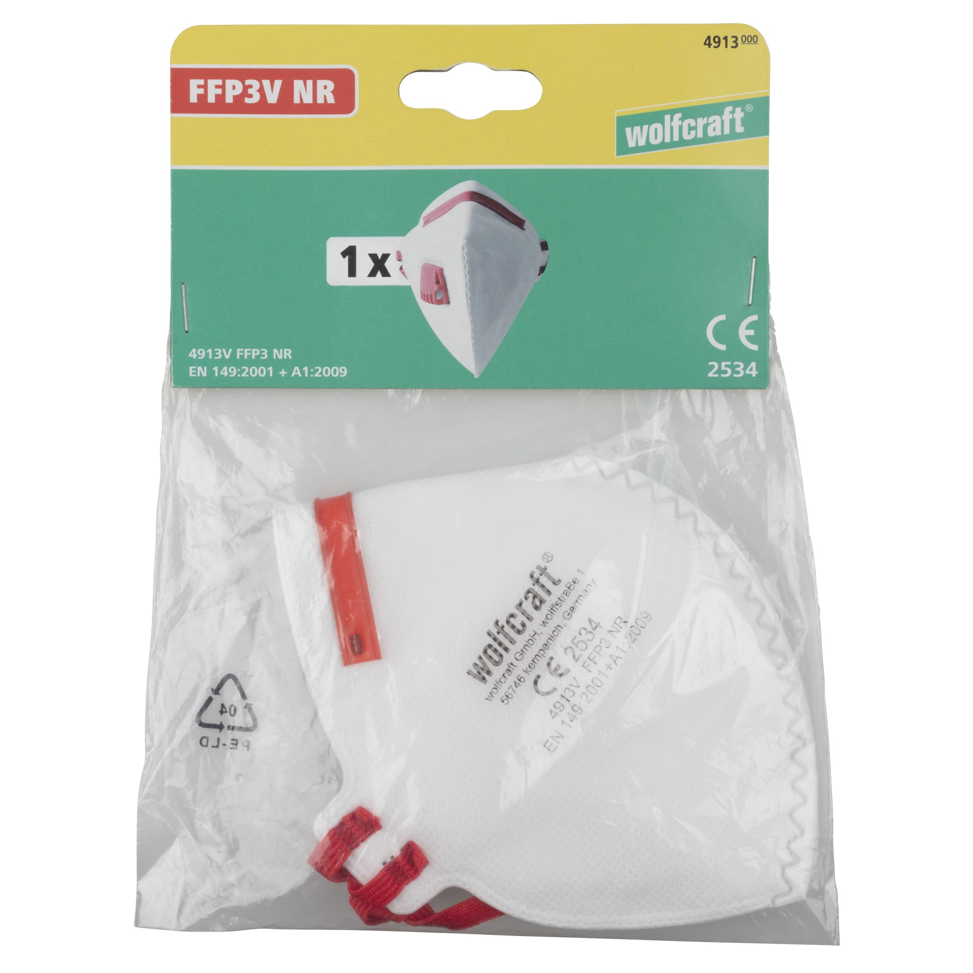 1 máscara antipolvo plegable FFP3V (CE)