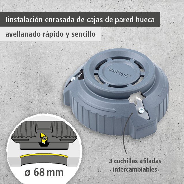 Avellanador de canto para placa de yeso, Ø 68 mm