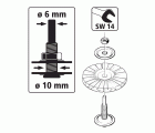 1 mandril para un agujero de 10 mm, vástago 6 mm