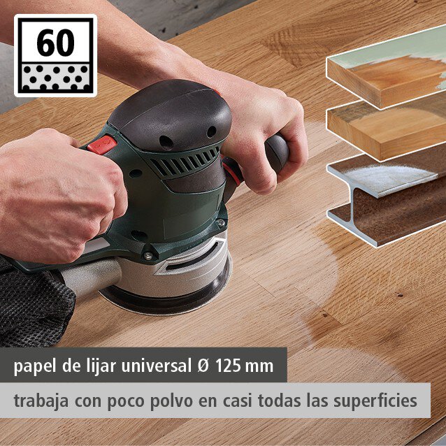 5 discos de lijar multiorificio para lijadora excéntrica, Ø 125 mm, grano 60