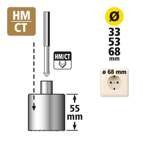 Juego de sierras de corona de perforación, recubrimiento de carburo de tungsteno, 5 piezas