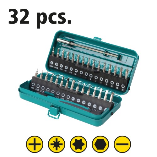 Caja de puntas micro para tornillos pequeños, 32 unidades