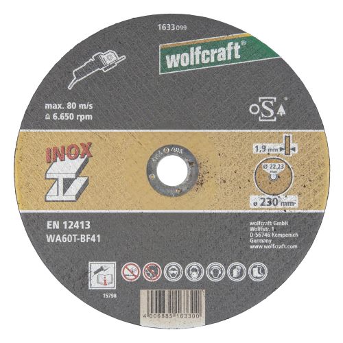 1 disco para cortar acero inoxidable ø 230x1,9x22,2 mm