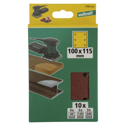 Juego de hojas de lijar adhesivas para madera/metales, 100 x 115 mm