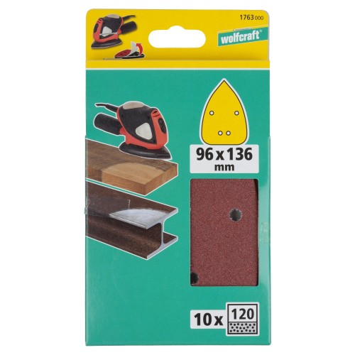 10 hojas abrasivas adhesivas corindón de grano 120 de 96 x 136 mm
