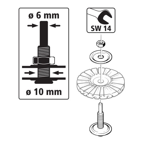 Vástago para discos con agujero de 10 mm