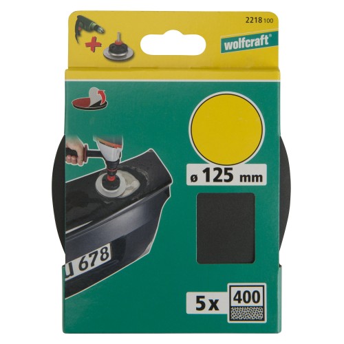 5 discos adhesivos de lijar Grano 400, húmedo/seco Ø 125mm
