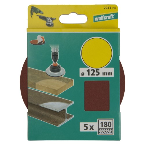 5 discos adhesivos de lijar Corindón, grano 180, Ø 125 mm