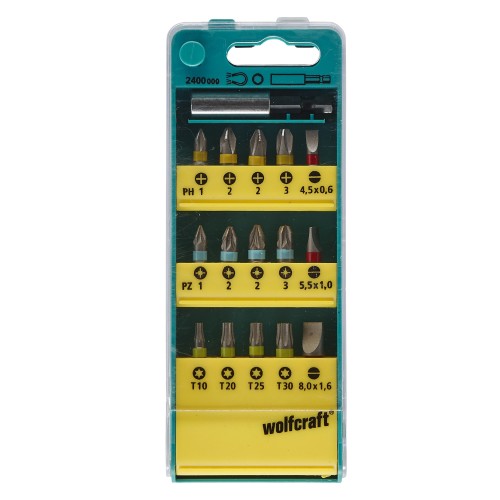 Caja de puntas ranura/estrella (PH/PZ) / TORX® (T), 16 piezas